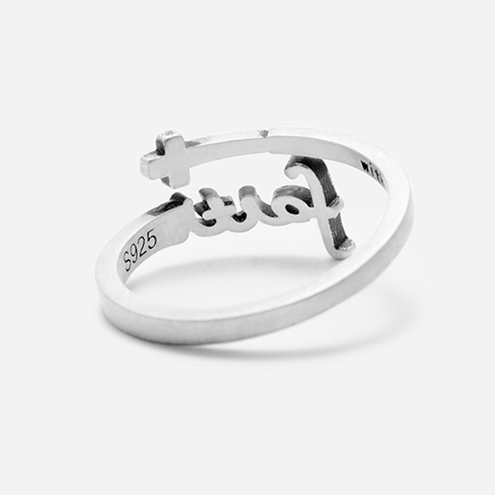 Faith Script Christian 925 Sterling Silver Ring