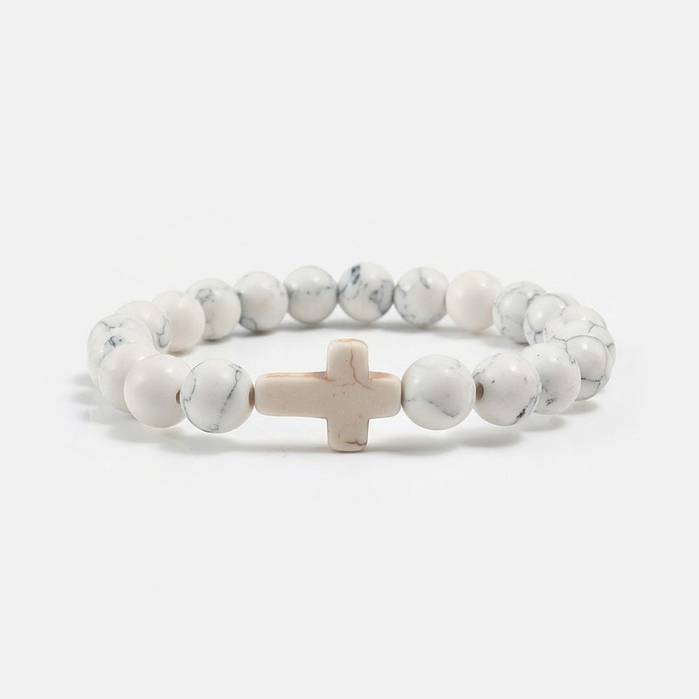 Jesus Cross Bracelet Handmade Beaded Stretch 