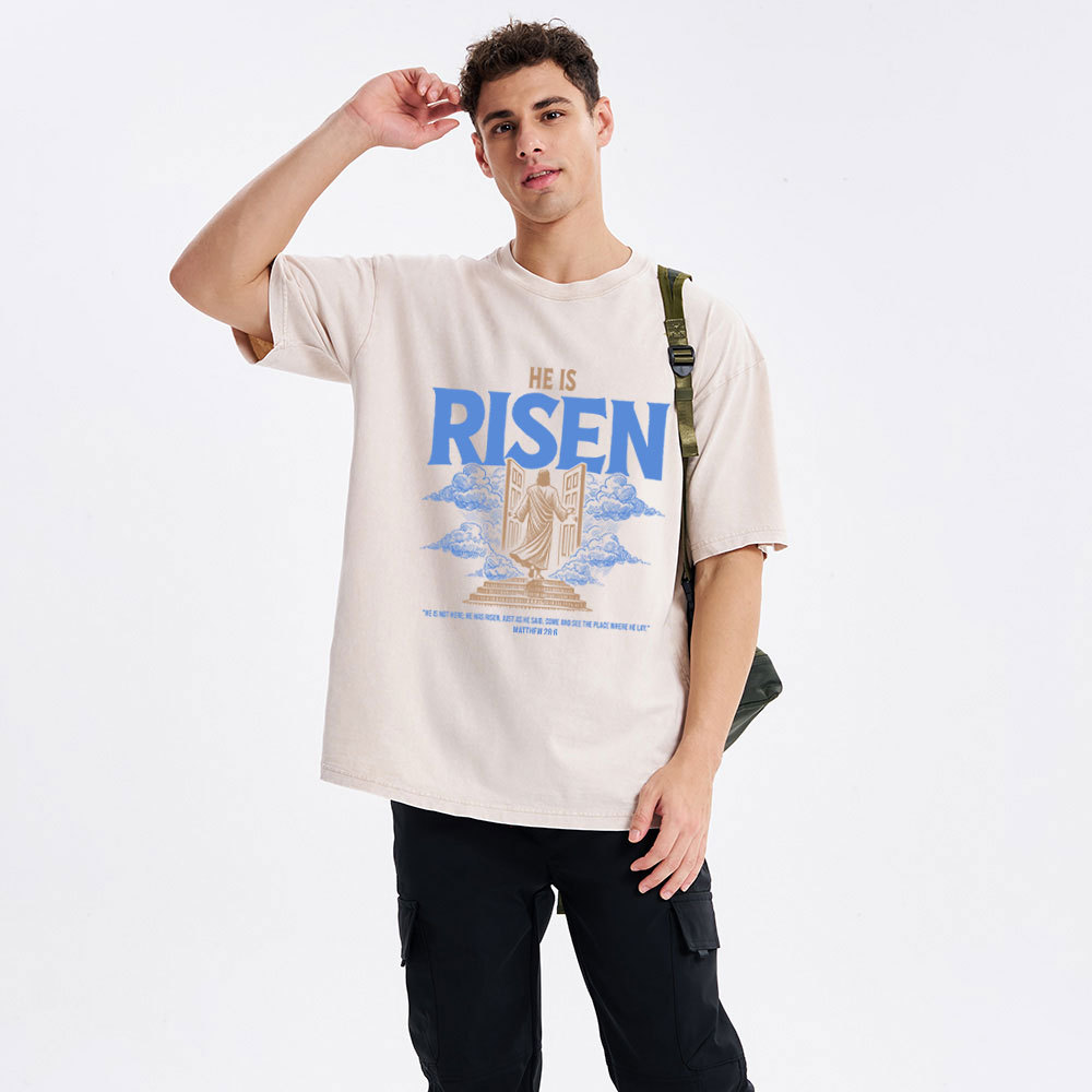 He Is Risen Christian Washed T-Shirt