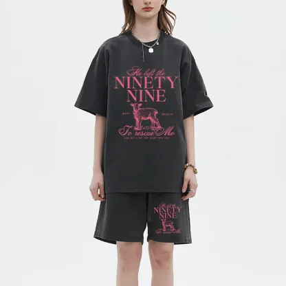 He Left The 99 To Rescues Me Christian Washed T-Shirt & Shorts