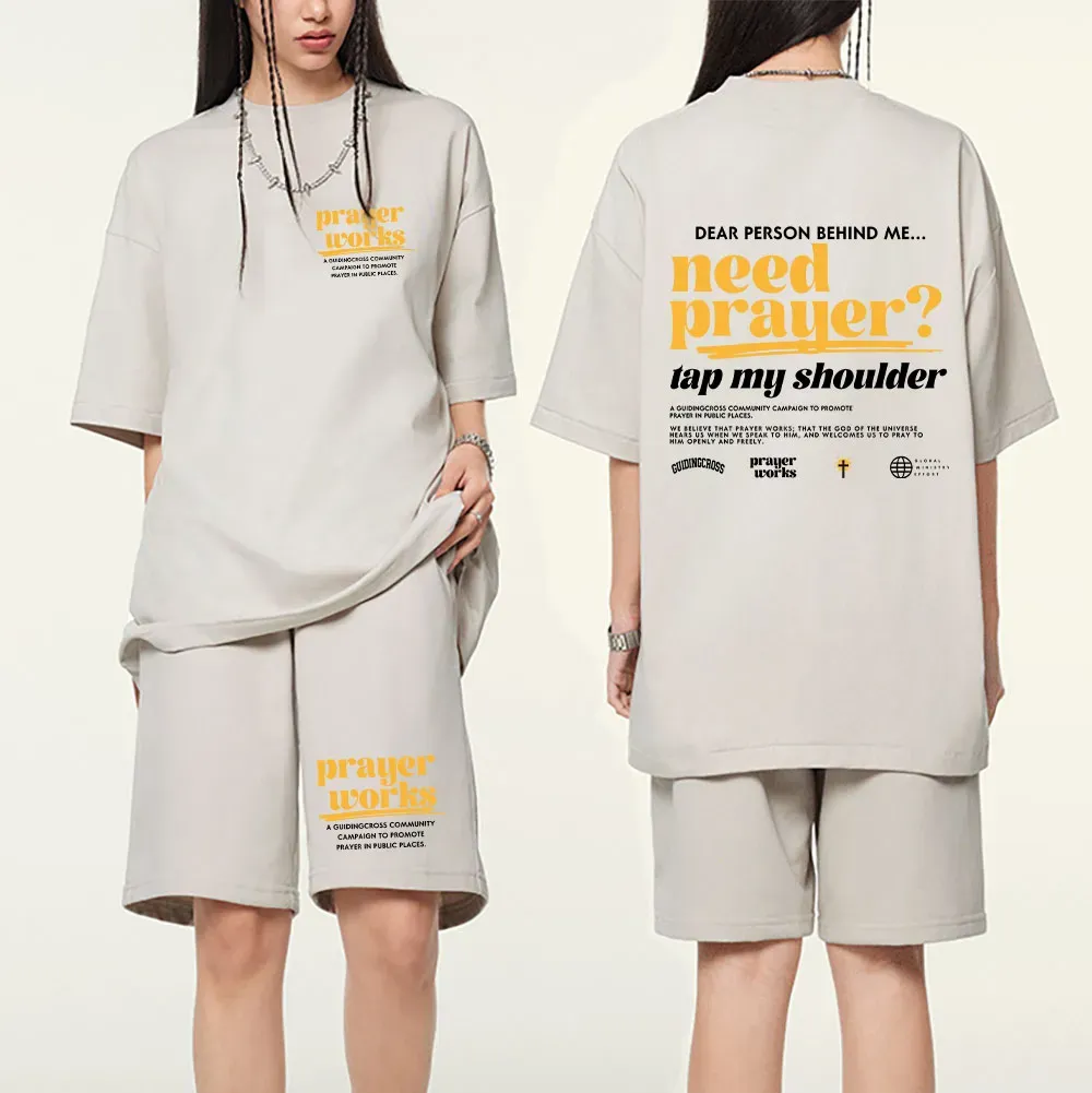 Need Prayer Tap My Shoulder Christian Washed T-Shirt & Shorts