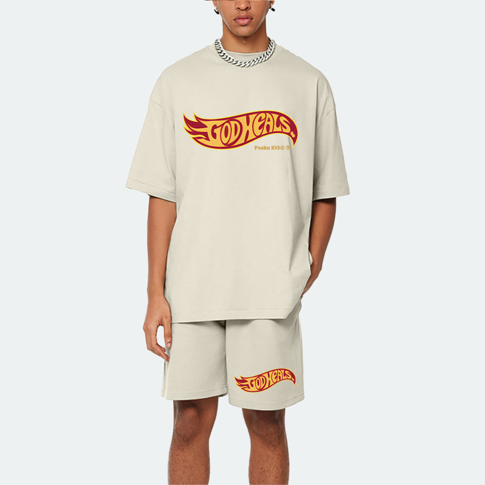 God Heals Christian Washed T-Shirt & Shorts