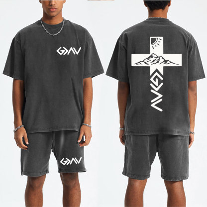 God Is Greater Than The Highs And Lows Christian Washed T-Shirt & Shorts