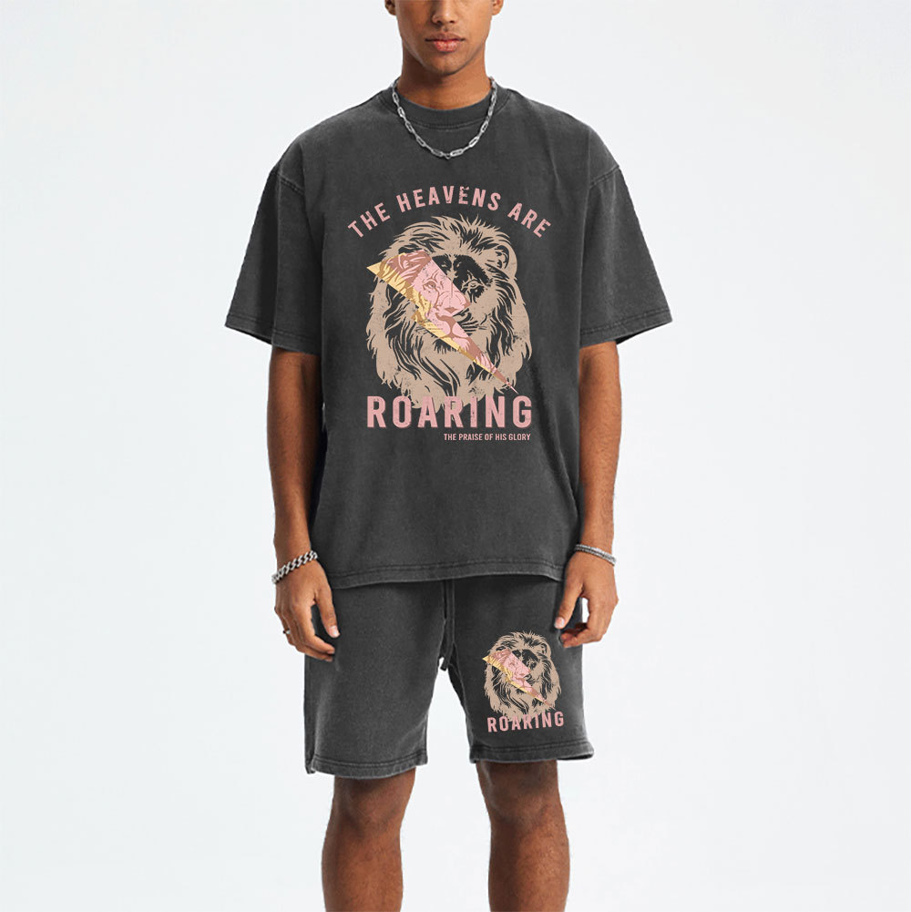 The Heavens Are Roaring Christian Washed T-Shirt & Shorts