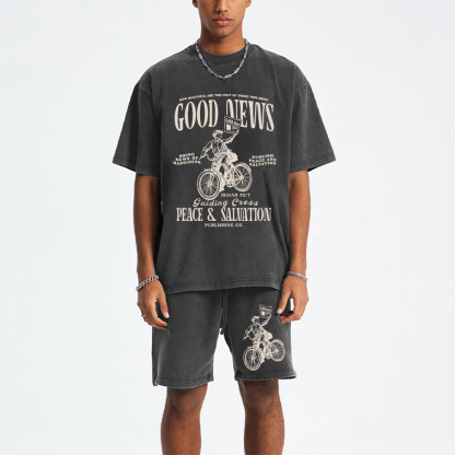 Good News Christian Washed T-Shirt & Shorts