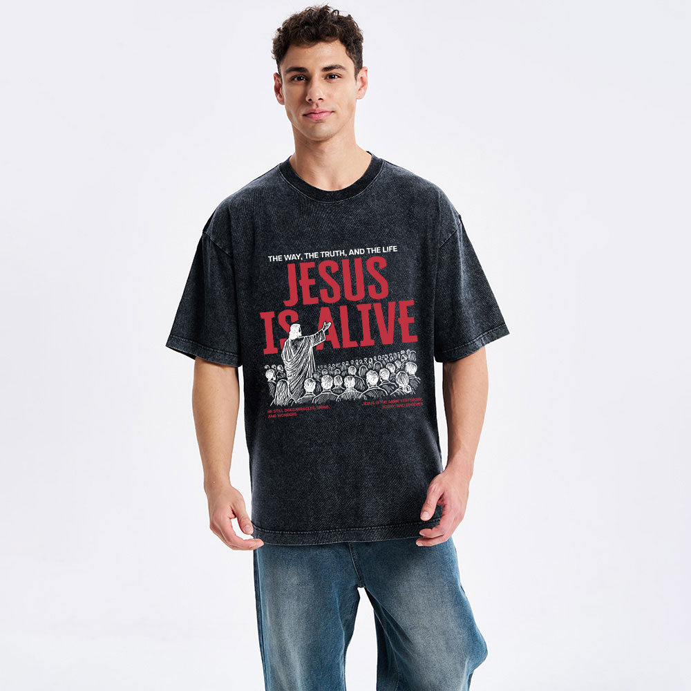 Jesus Is Alive Christian Washed T-Shirt