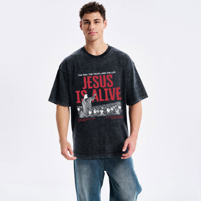 Jesus Is Alive Christian Washed T-Shirt