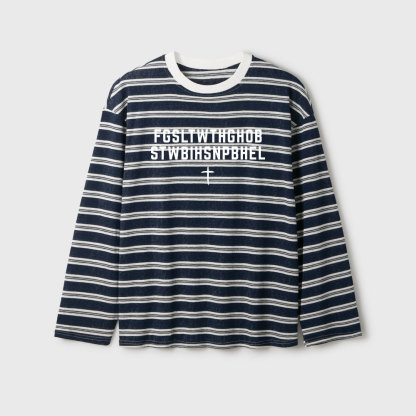 John 316 T-Shirt For God So Loved The World Christian Long Sleeve Striped T-Shirt
