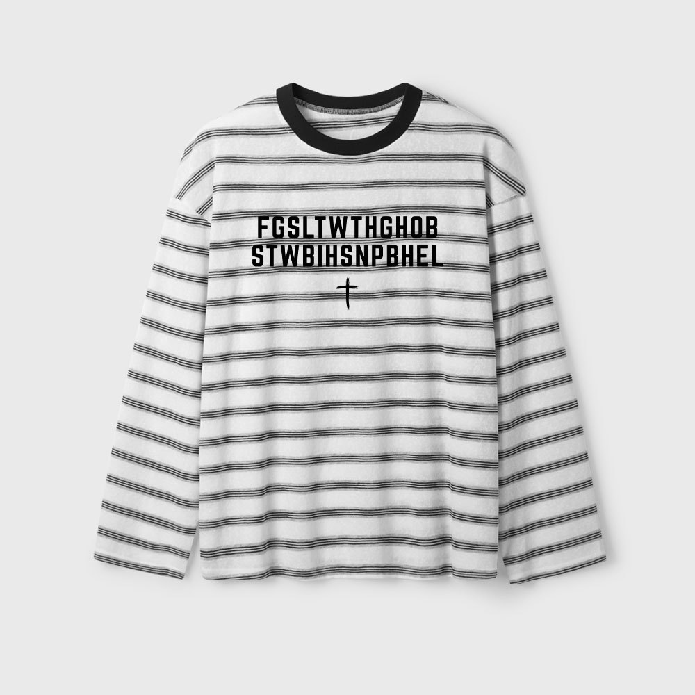 John 316 T-Shirt For God So Loved The World Christian Long Sleeve Striped T-Shirt