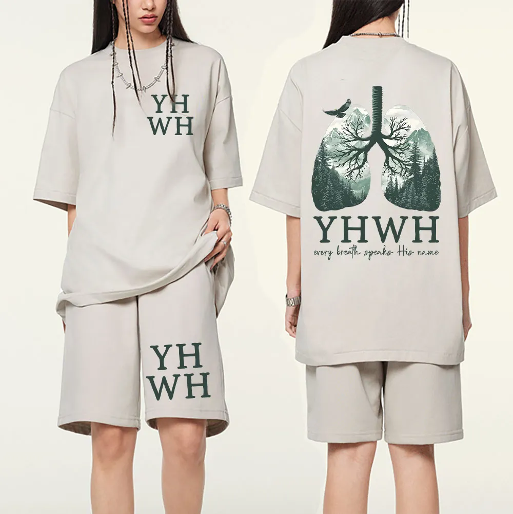 YHWH Nature Lung Christian Washed T-Shirt & Shorts
