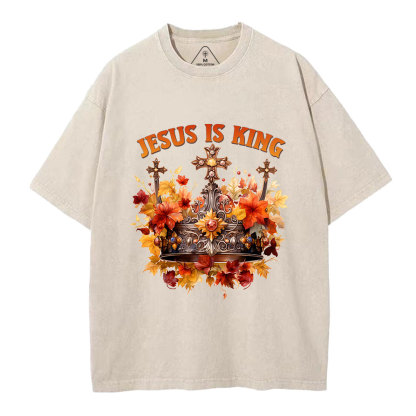 Jesus-Is-King-Autumn-Faith-Christian-Washed-T-Shirt-Beige+
