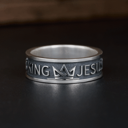 Jesus is King Christian Sterling Silver Band Ring