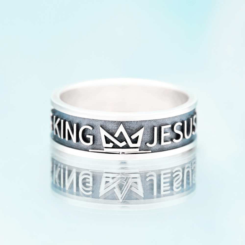 Jesus is King Christian Sterling Silver Band Ring