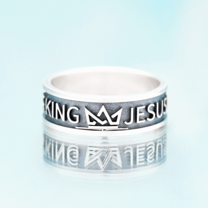 Jesus is King Christian Sterling Silver Band Ring
