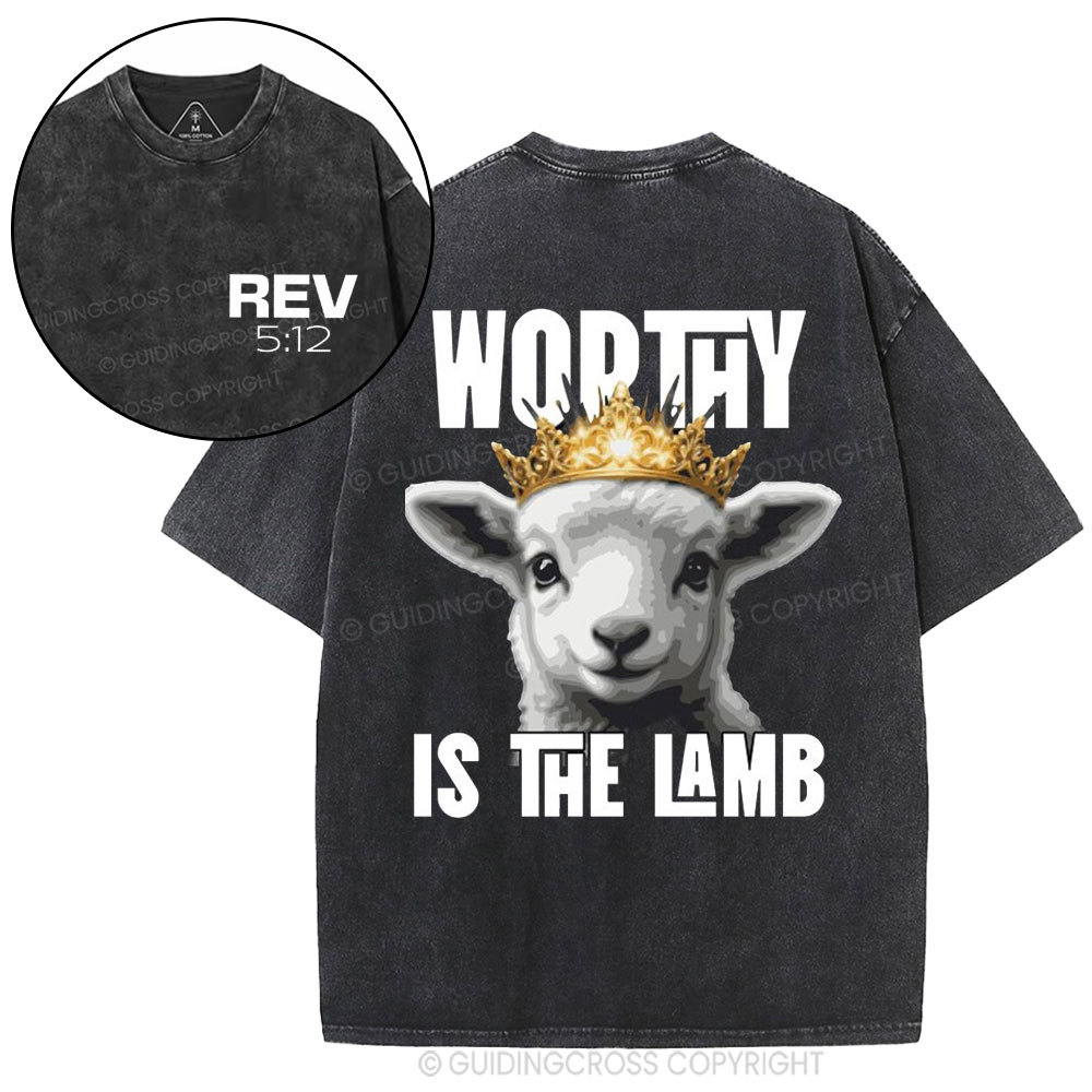 Worthy Is The Lamb Christian Washed T-Shirt