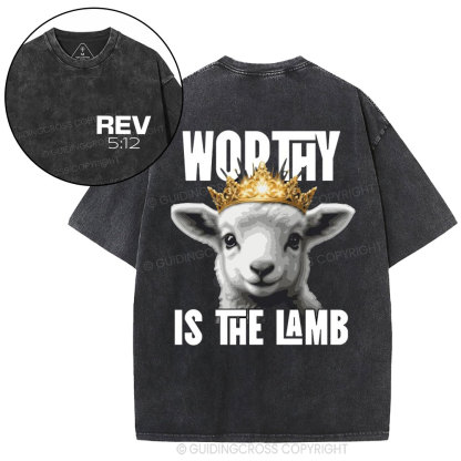 Worthy Is The Lamb Christian Washed T-Shirt
