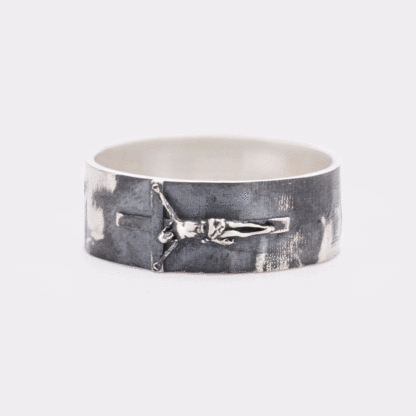 Crucifixion of Jesus Christian Sterling Silver Band Ring