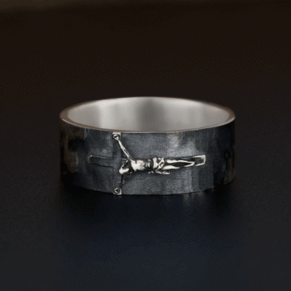 Crucifixion of Jesus Christian Sterling Silver Band Ring
