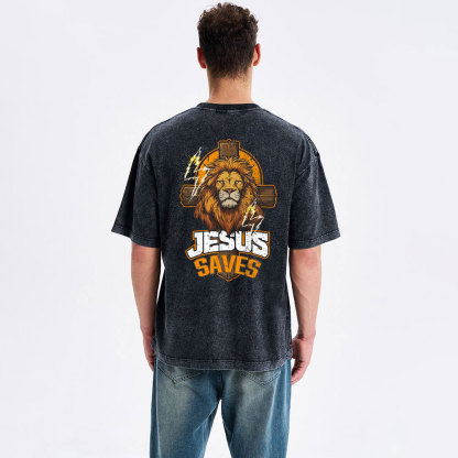 Jesus Saves Christian Washed T-Shirt