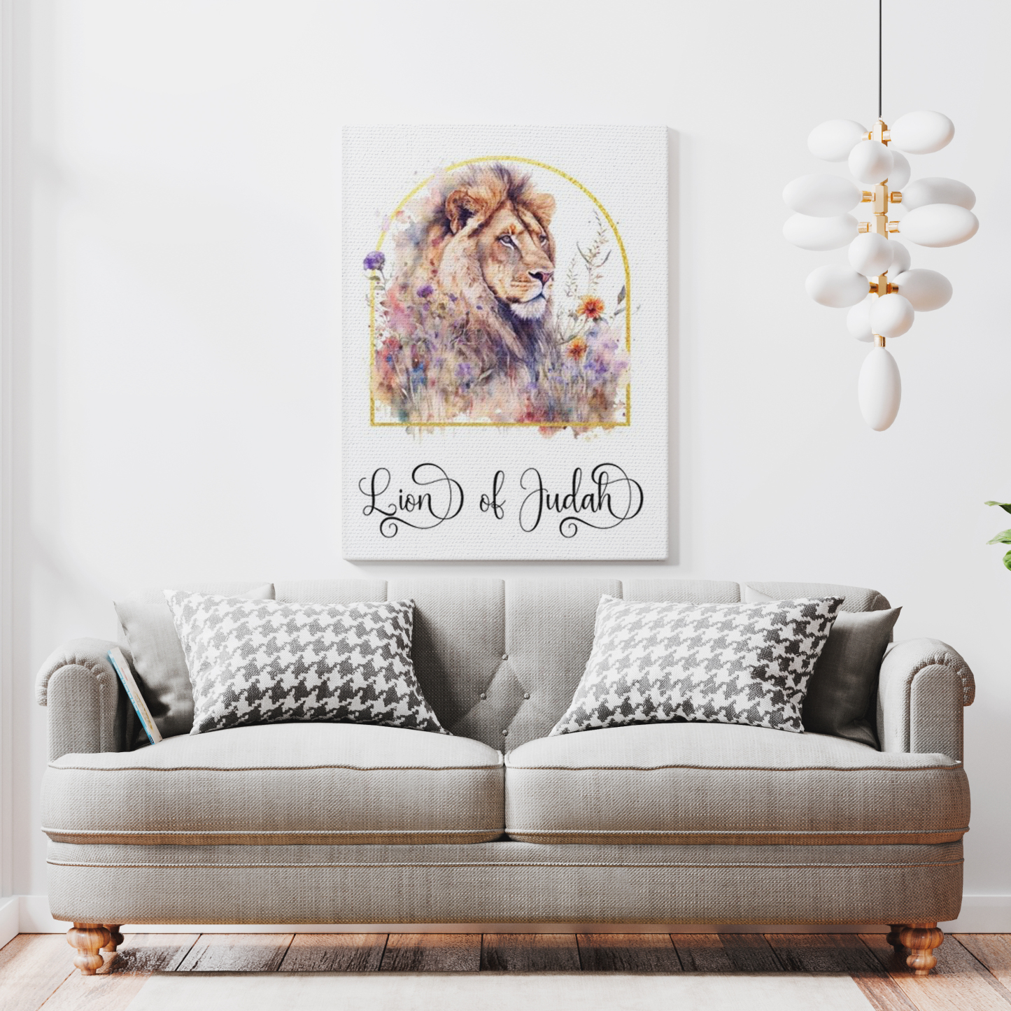 Floral Lion Of Judah Bible Canvas Wall Art