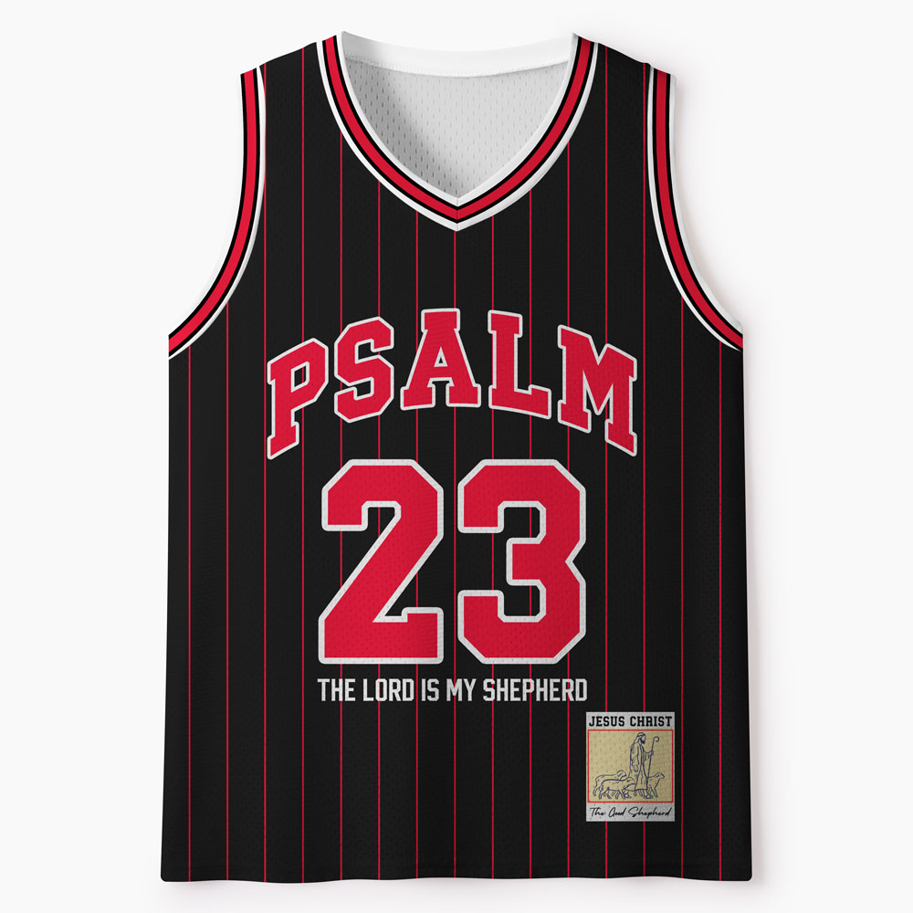Psalm 23 Black Stripes Christian Mesh Jersey Tank Top