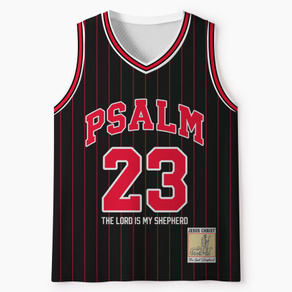 Psalm 23 Black Stripes Christian Mesh Jersey Tank Top