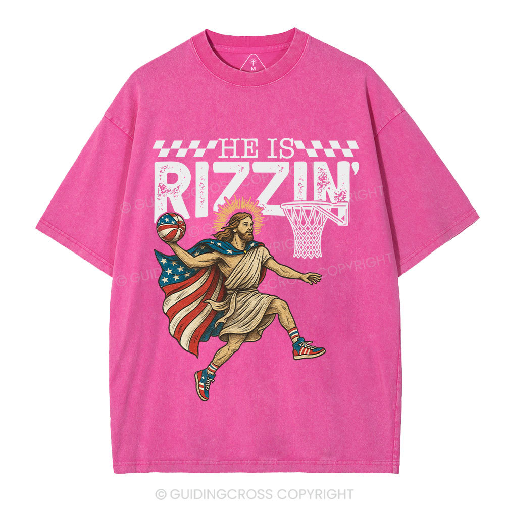 He Is Rizzen Christian Washed T-Shirt
