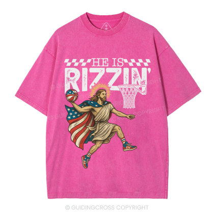 He Is Rizzen Christian Washed T-Shirt