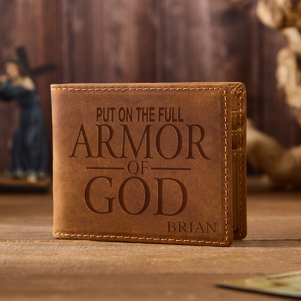 Personalized Armor of God Leather Wallet