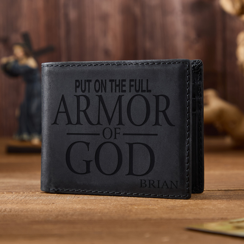 Personalized Armor of God Leather Wallet