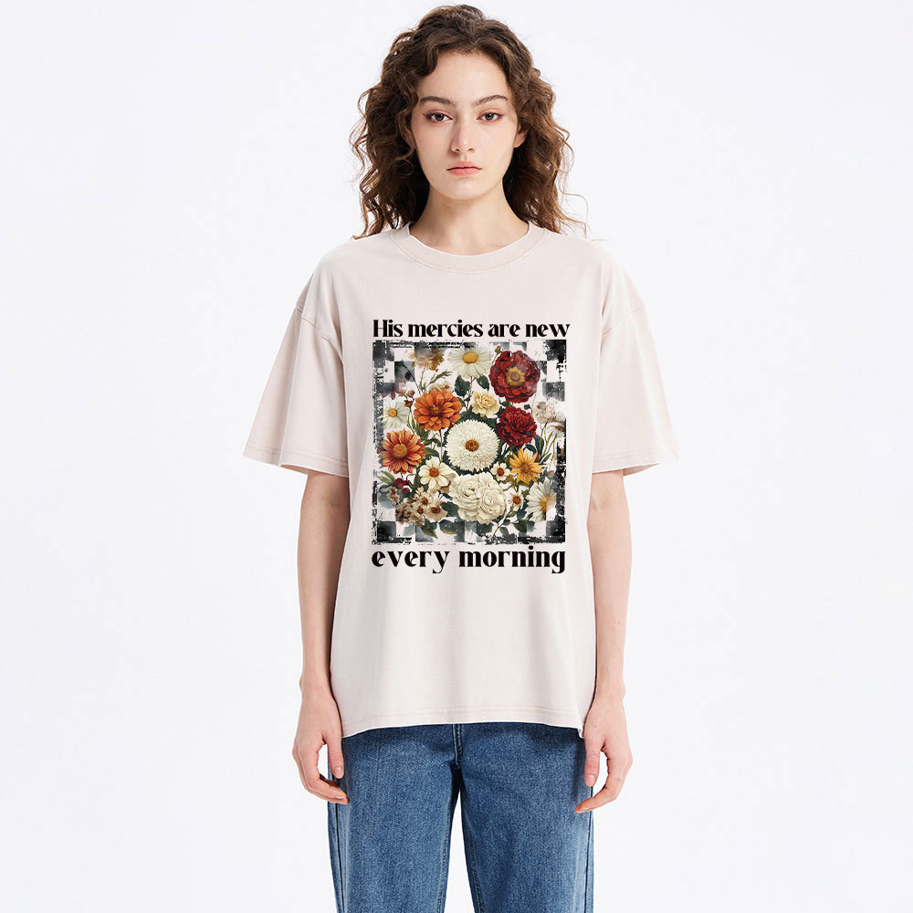 His Mercies Are New Every Morning Christian Washed T-Shirt