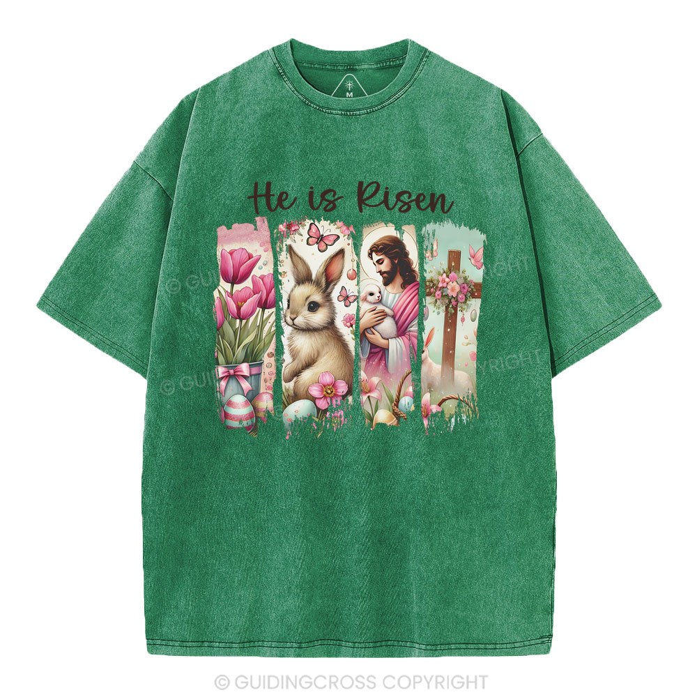He Is Risen Christian Washed T-Shirt