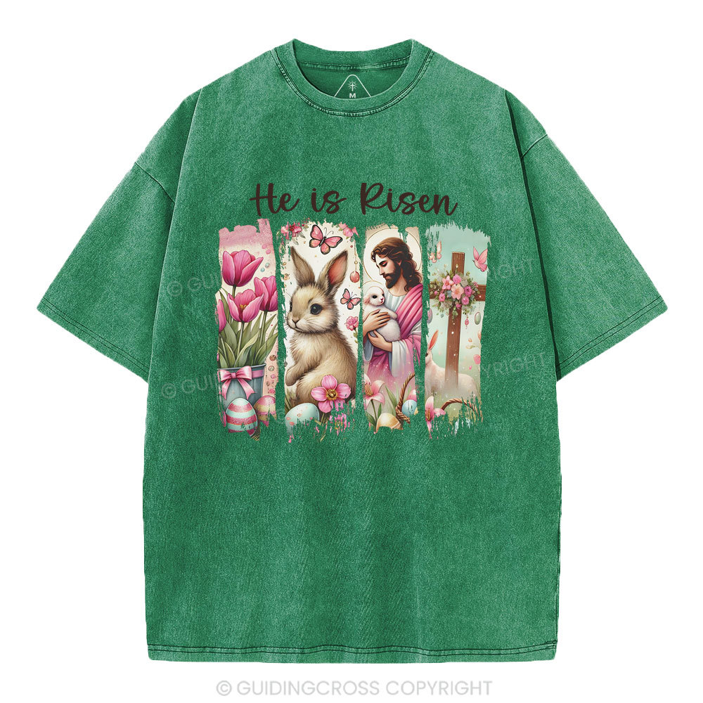 He Is Risen Christian Washed T-Shirt