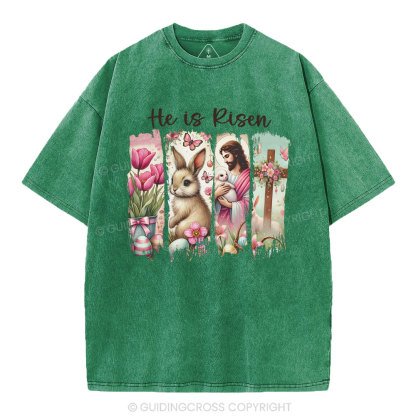 He Is Risen Christian Washed T-Shirt