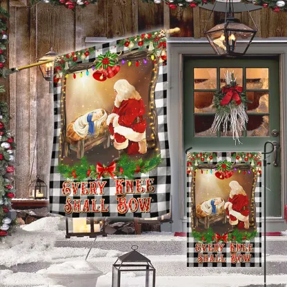 Christian Christmas Santa Claus Every Knee Shall Bow Flag