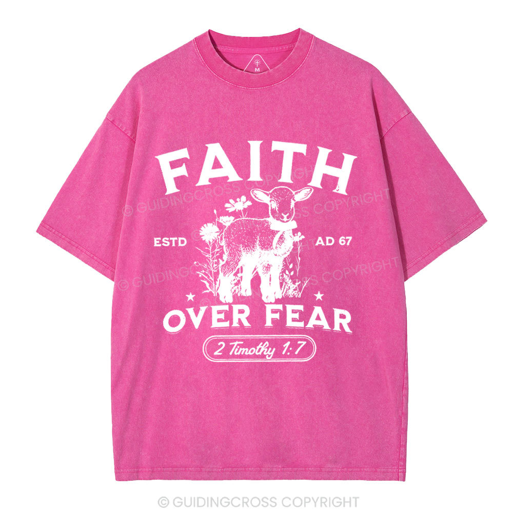 Faith Over Fear Christian Washed T-Shirt