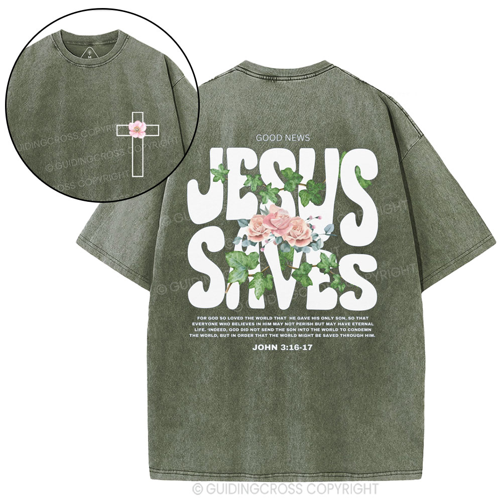 Jesus Saves Christian Washed T-Shirt