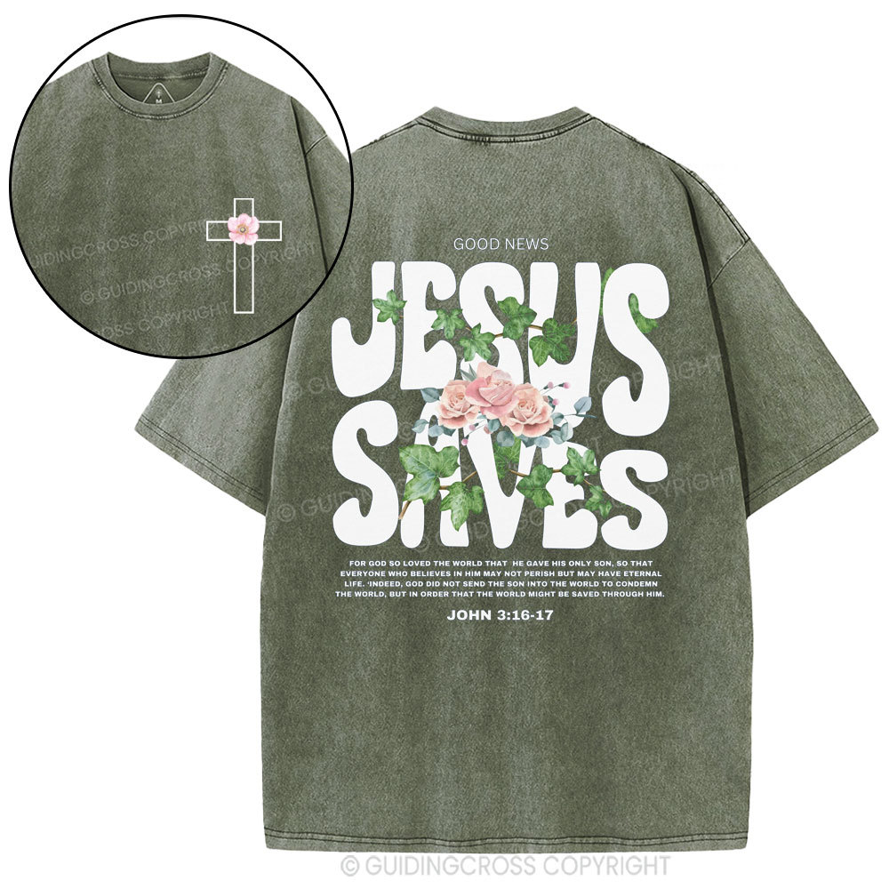 Jesus Saves Christian Washed T-Shirt