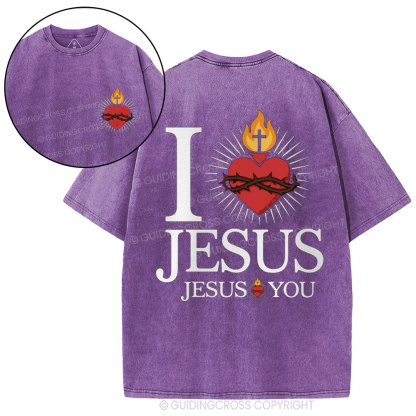 I Love Jesus Christian Washed T-Shirt