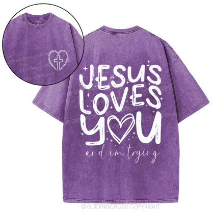 Jesus Love You Christian Washed T-Shirt
