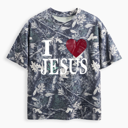 I Love Jesus  Christian Camo T-Shirt