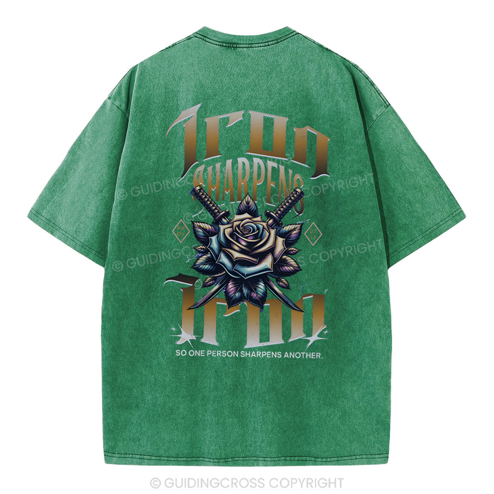 Iron Sharpen Iron Christian Washed T-Shirt