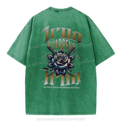 Iron Sharpen Iron Christian Washed T-Shirt