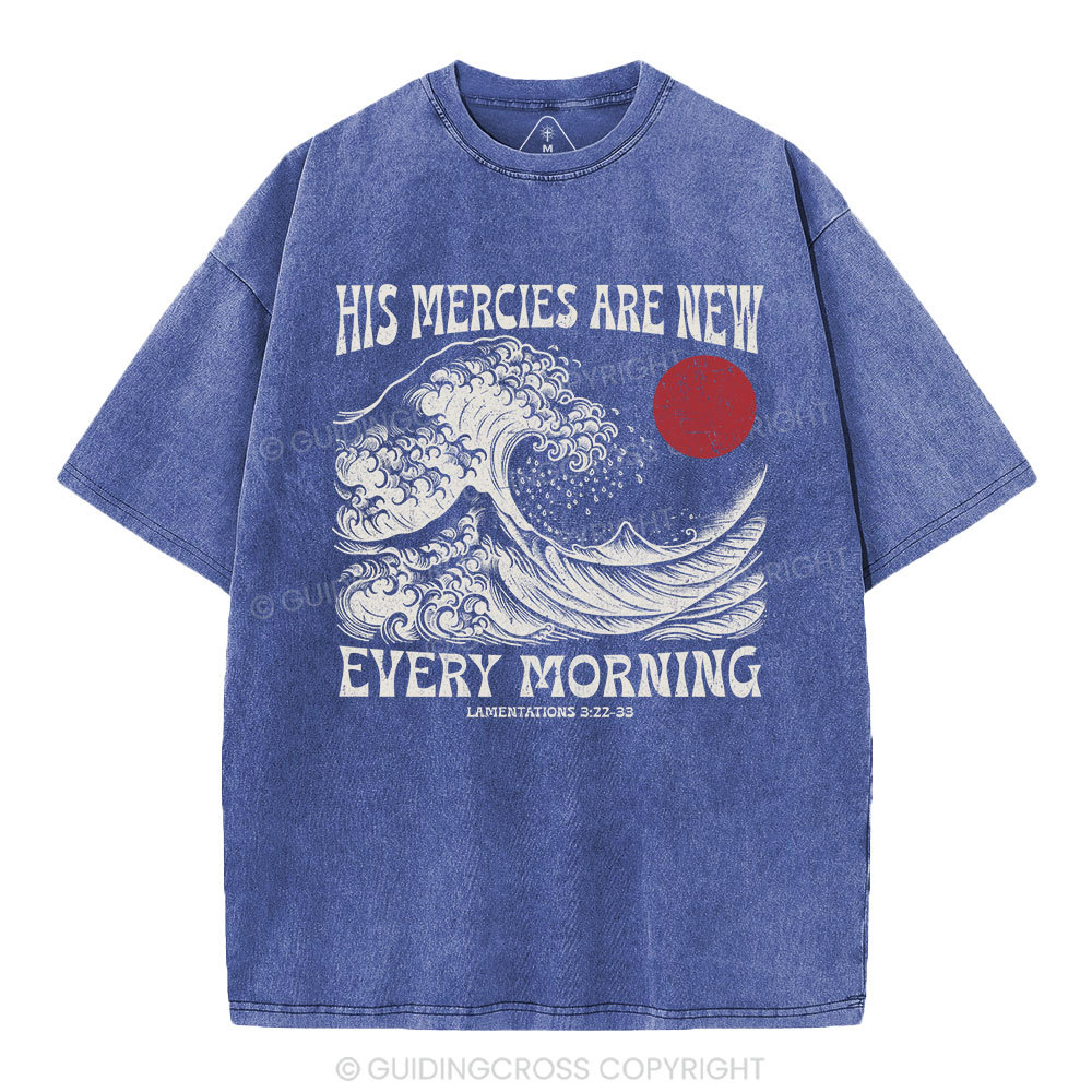 His Mercies Are New  Christian Washed T-Shirt