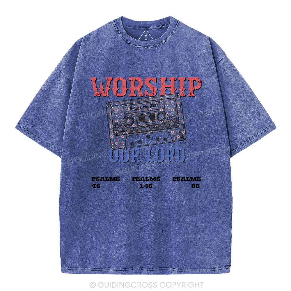 Worship Our Lord Christian Washed T-Shirt