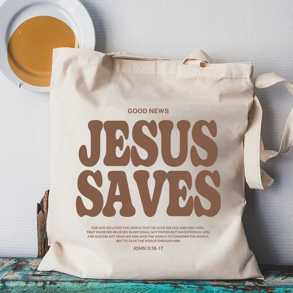 Jesus Saves Christian Canvas Tote Bag