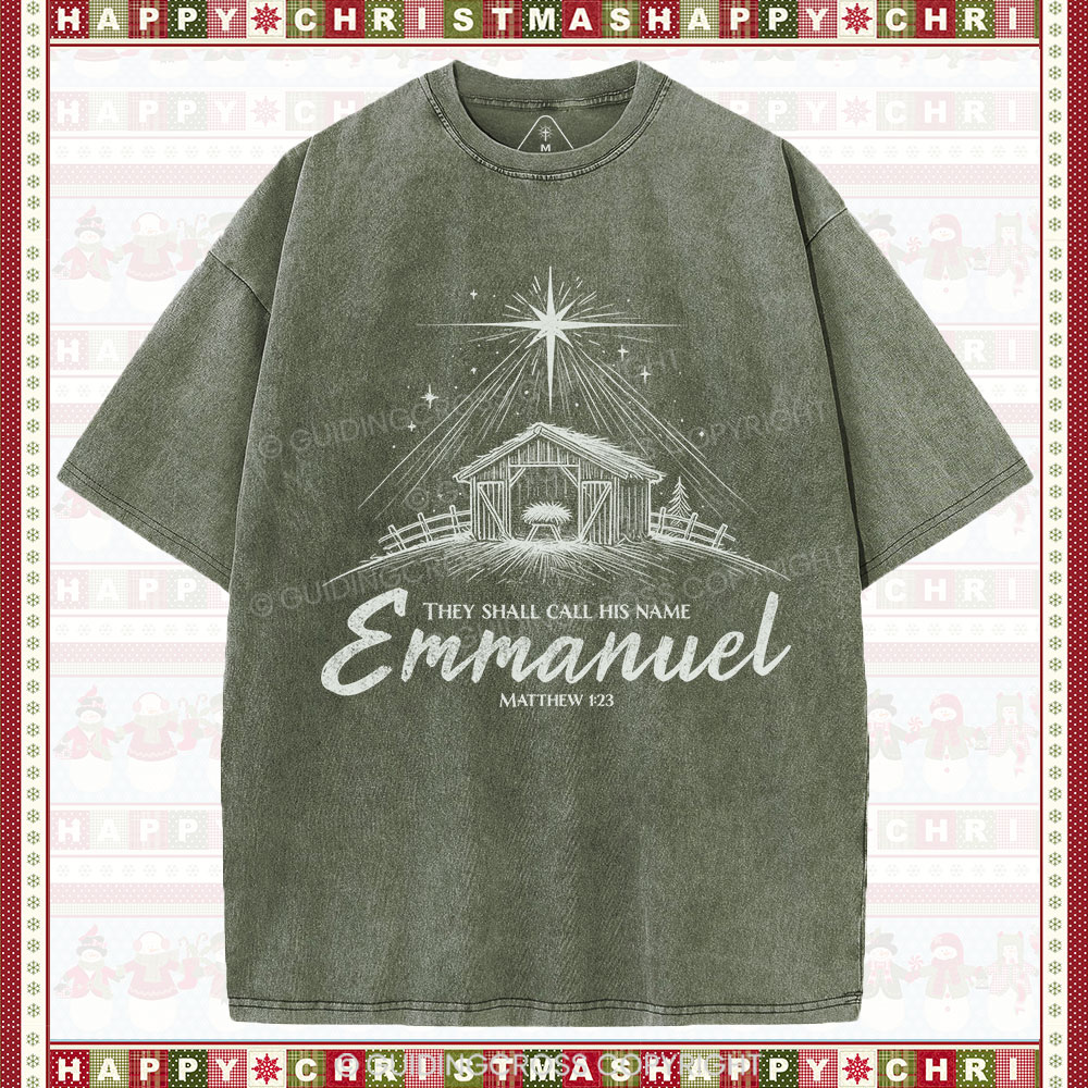 Emmanuel Christmas Christian Washed T-Shirt