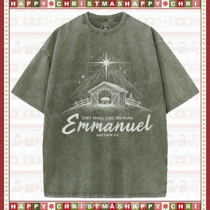 Emmanuel Christmas Christian Washed T-Shirt