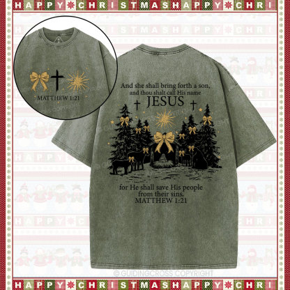 Jesus Nativity Christmas Christian Washed T-Shirt