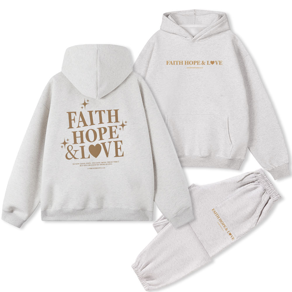 Faith Hope And Love Christian Fleece Hoodie Set